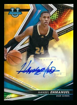 2022-23 BOWMAN'S BEST UNIVERSITY HANSEL ENMANUEL RC GOLD REFRACTOR AUTO #11/50! - Image 1 of 2