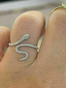 Schlangenring 0,50 kt Rundschliff Damen Diamant 14 K Weißgold Oberfläche - Bild 1 von 4