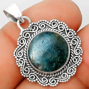 Natürlicher blauer Apatit - Madagaskar 925 Sterling Silber Anhänger Schmuck P-1214 - Bild 1 von 5