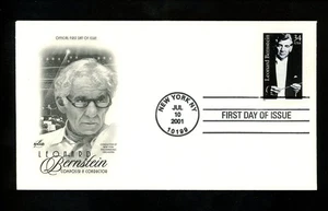 US FDC #3521 Artcraft 2001 New York NY Leonard Bernstein Music Judaica HC - Picture 1 of 2