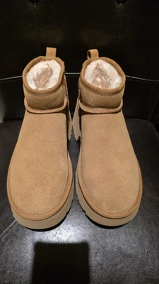 UGG Classic Sugar Ultra Mini Bota Plataforma Castaño Para Mujer Talla 9 EE. UU. Nueva Foto 1 de 4