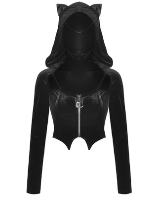 Dark In Love NoirCeur Hooded Gothic Cat Top - Image 1 of 4