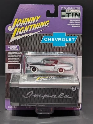 Chevrolet Impala 2025 1958 Johnny JL blanco Lightning almacenamiento lata 2 B Chase Foto 1 de 4