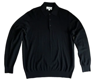 AN AUTOGRAPH, L, MERINO WOOL, BLACK L/S TOP c/w 3-BUTTON NECK + INNER NECK TRIM - Picture 1 of 8