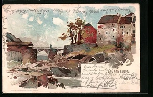 Künstler-AK Fritz Voellmy: Laufenburg, Ortspartie mit Brücke 1899 - Picture 1 of 2