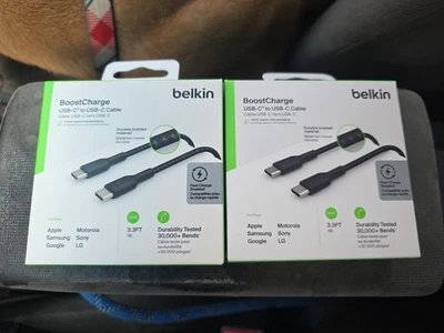 2 Belkin Super BoostCharge 3.3ft 1M Braided USB-C To USB-C Cable Samsung Apple + - Image 1 of 4