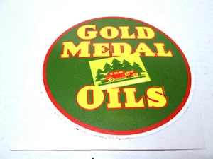 3-1/4" GOLDMEDAILLE MOTORÖL GAS ÖL PEEL AUFKLEBER VINYL AUFKLEBER - Bild 1 von 3