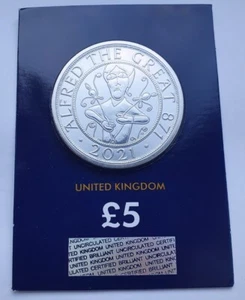 2021 Royal Mint UK - Alfred the Great £5 Brilliant Unc Coin Change Checker - New - Picture 1 of 4