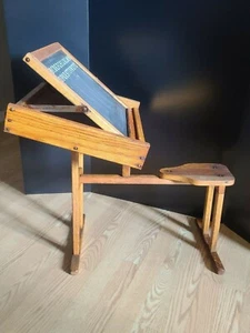 Vintage Child Wooden School Desk Chair Horse Shape W/Built in Seat & Chalkboard - Picture 1 of 12