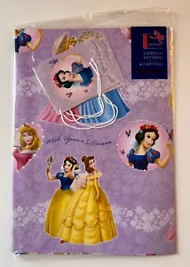 Disney Princess Wrapping Paper Gift Wrap 2 Sheets 2 Tags 70x50 CM 27.5"x19.7" - Picture 1 of 2