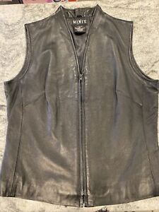 90s Mix It Womens Vest Black Leather Zip Front Lined Size 12T EUC!