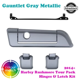 Gauntlet Gray Metallic Tour Pack Hinges Latch Kit for 14+ Harley Street - Picture 1 of 8