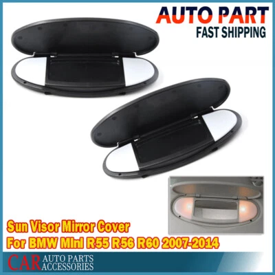 Pair For BMW MINI Cooper R55 R56 R60 2007-14 Black Sun Visor Vanity Mirror Cover - Image 1 of 4