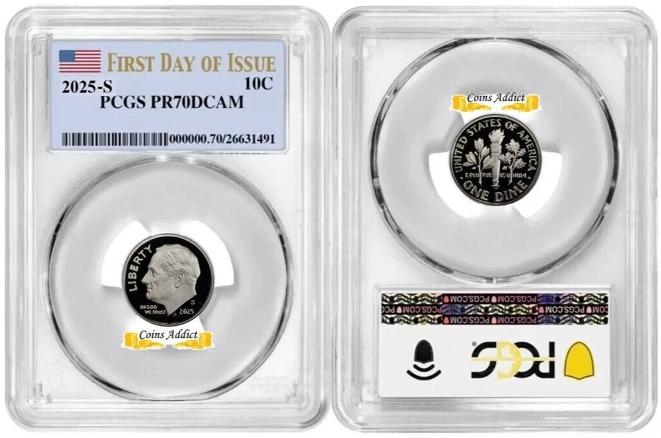  2025 S Roosevelt Dime 10C PCGS PR70DCAM First Day Of Issue #255 - Image 1 of 1