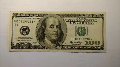 (1)  ONE HUNDRED DOLLAR *STAR NOTE* BILL..$100.00...older style 2006 FRN. - Image 1 of 4