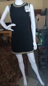 Givenchy Black Mini Wool and Silk Crystals beaded Made in Italy size US 4 - Picture 1 of 17