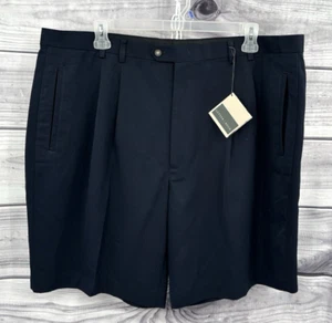 CUTTER & BUCK PLEATED FRONT CASUAL SHORTS Men's 44 X 9 NAVY BLUE POLY / RAYON - Picture 1 of 6