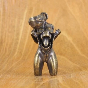 Brass Nude Female Heart Demon Keychain Pendant Collection Creative Human Pendant - Picture 1 of 4