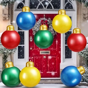 8 Pack Giant 9" Inflatable Christmas Balls Outdoor Yard Tree Decor Holiday Ornam - Picture 1 of 4