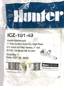 Hunter Sprinkler Irrigation 1-in Drip Zone Control Kit ICV Valve 40 PSI - Picture 1 of 5