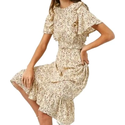 Vestido Hayden Los Angeles Nuevo con Etiquetas Ditsy Floral Cottagecore Volantes Babero Midi Talla S Foto 1 de 4