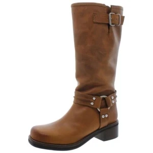 NWT Steve Madden Womens Berrit Brown Leather Mid-Calf Moto Boots Size 10M - Picture 1 of 9