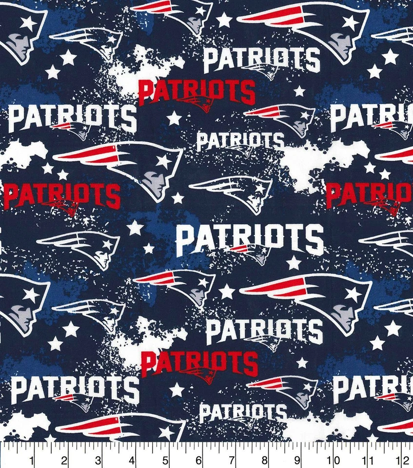 NFL NEW ENGLAND PATRIOTS DISTRESSED COTTON FABRIC FAT Q UARTER 18" X 22" - Image 1 of 1