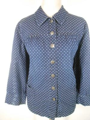 Hermosa Chaqueta Blazer Para Mujer Talla 2 Chico's Azul Platino Denim Lunares Foto 1 de 4