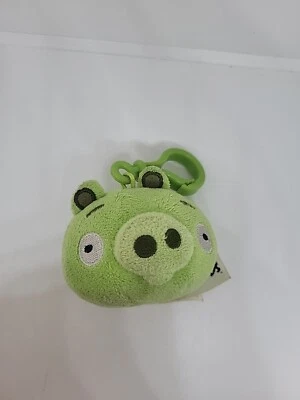 2010 Commonwealth ANGRY BIRDS Green Pig LEONARD Plush BACKPACK CLIP - Image 1 of 4