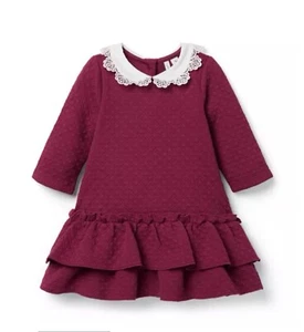 Janie & Jack Quilted Collared Dress/Dark Berry Color / Size 7 Years Old/ New - Picture 1 of 4