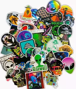 50 Lot Outer Space Roswell Alien Area51 UFO Craft Wall Phone Decal Sticker Pack - Picture 1 of 1