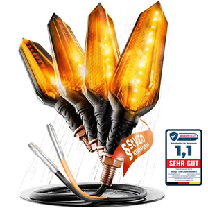 Binego® 4x intermitentes LED motocicleta homologados E luz de marcha luces intermitentes tintadas carbono - Imagen 1 de 11