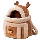 Plush Reindeer Cat Outdoor Carriers Travel Pouch Bag with Hand Warmers