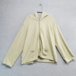 VINTAGE J Jill Women Sweatshirt XL Green Hoodie Terry Stretch Pockets Full Zip - Picture 1 of 9