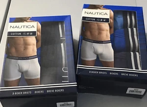 2 Nautica Essential Cotton Classic Boxer Briefs 3-Packs each Black & Navy Small - Picture 1 of 8