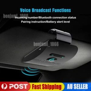Wireless Car Bluetooth Handsfree Car Kit Speaker Phone Sun Visor Clip Black AU - Picture 1 of 12