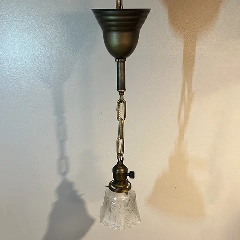 Wired Single Brass Pendant Light Fixture With rare globe 40G Cover