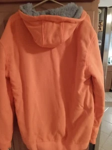 Men's XL Architect Orange Florescent Sherpa lined hooded sweat jacket - Picture 1 of 2