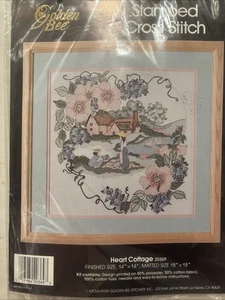 Golden Bee Stamped Cross Stitch Kit "Heart Cottage" #20369 NEW 14" x 14" - Picture 1 of 4