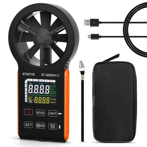 BTMETER Digital Windmesser Windgeschwindigkeitsmesser CFM CMM CMS Windchill Messgerät Luftstrom - Bild 1 von 7