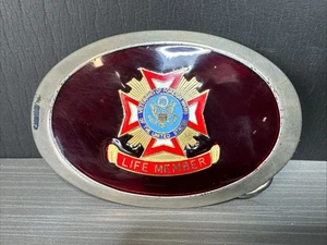 Vfw Veteran Foreign Wars Army Marines Navy Usaf Military 70s Vintage Belt Buckle - Picture 1 of 5
