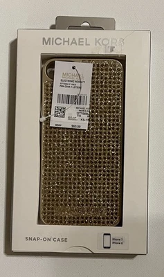 Funda protectora para teléfono Michael Kors a presión iPhone 7 pedrería dorada/cristales nueva Foto 1 de 4