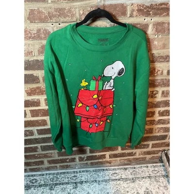 Sudadera navideña Peanuts Snoopy iluminada para mujer XXL verde nueva sin etiquetas Foto 1 de 4