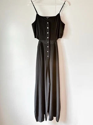 Madewell Black jumpsuit Size Small 100% Silk Slit Waist - Image 1 of 4