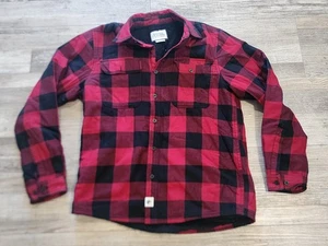 Boston Traders Fleece Lined Sherpa Flannel Shirt Jacket Red Plaid Size M - Picture 1 of 12