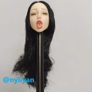 1/6 Female Close Eyes Tongue Out Beauty Head Sculpt Fit 12''Action Figure Body - Picture 1 of 6