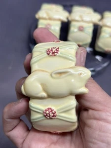 Nikko Woodbury Porcelain Napkin Rings Spring Easter Bunny Rabbit Set Of 6