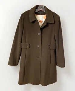 Via Spiga Womens Size 14 Marone Brown Wool Cashmere Blend Pea Coat Button Front - Picture 1 of 11