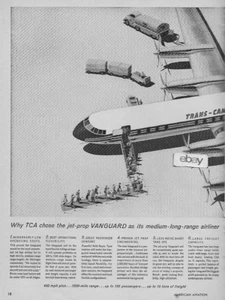 TCA TRANS CANADA AIRLINES 1958 VICKERS VANGUARD PROP-JET 3 PG G.MCGREGOR AD - Bild 1 von 3