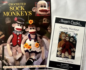 Sock Monkeys & Chunky Monkeys Crochet Patterns Books Doll & Clothes Clothing - Picture 1 of 4